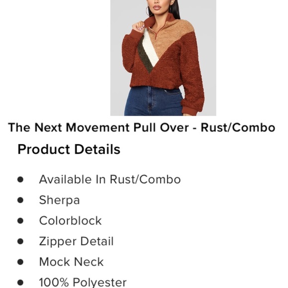 Fashion Nova The Next Movement Pullover Color-block Rust Combo Teddy Sweater L - Picture 13 of 13
